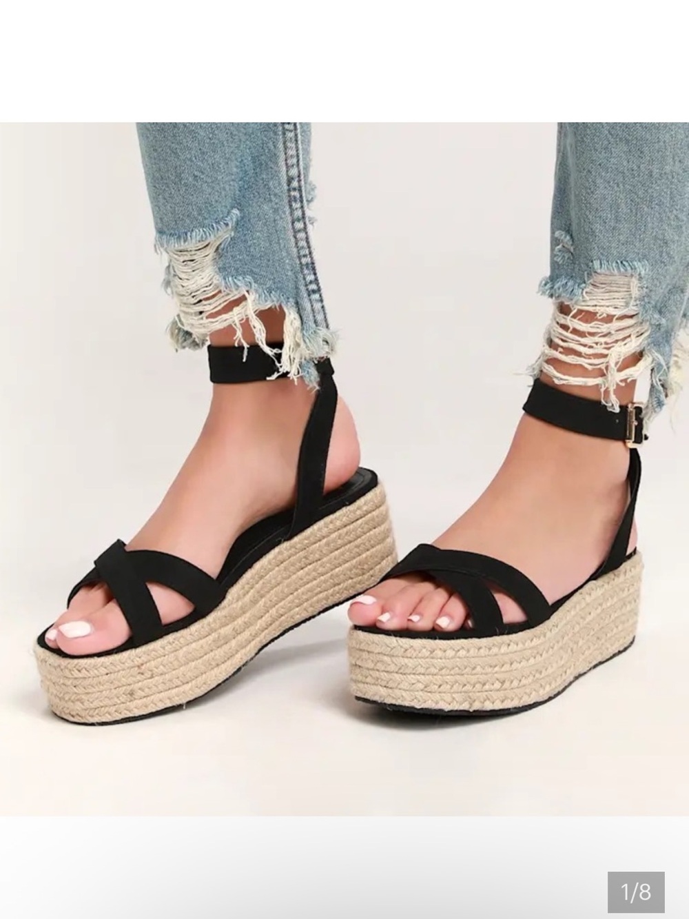 Lulu's Cobi Black Suede Espadrille Platform Sandals